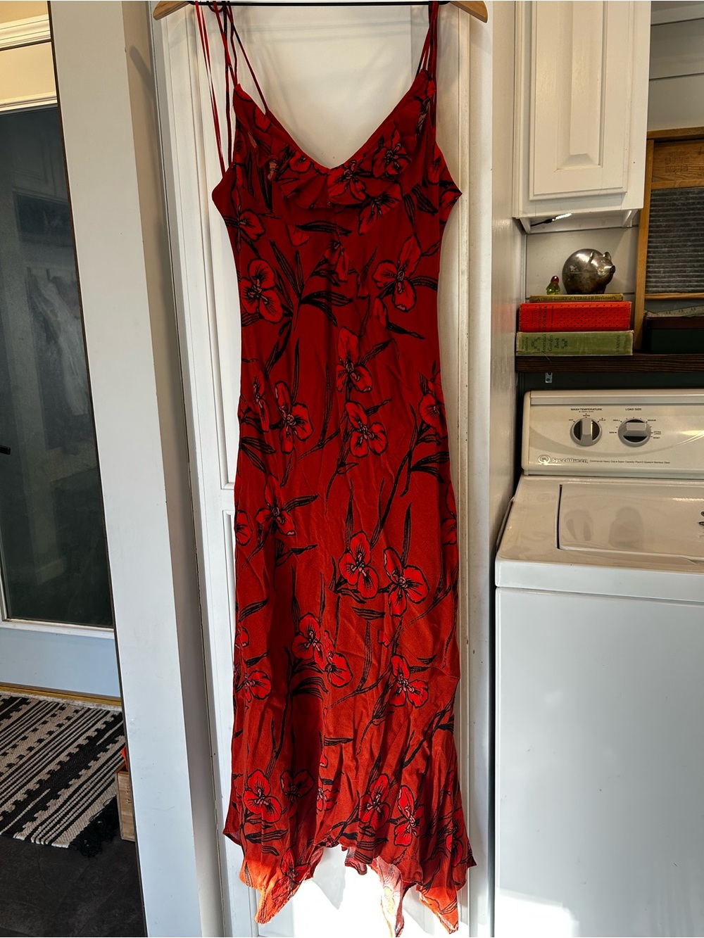 By Anthropologie Ruffled V-Neck Slip Dress